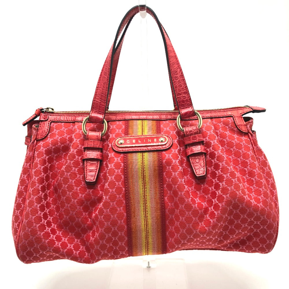 CELINE Handbag Canvas / leather Red type Macadam Women