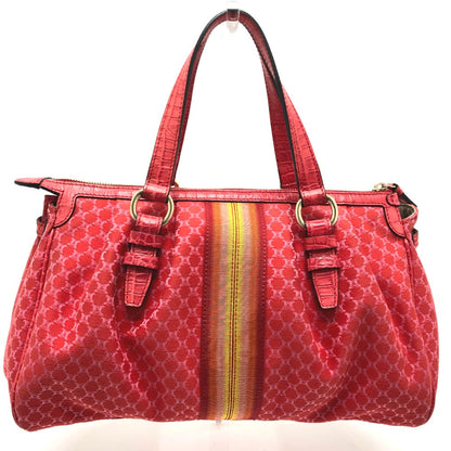 CELINE Handbag Canvas / leather Red type Macadam Women