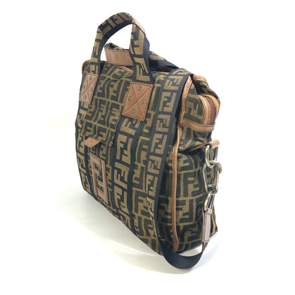 FENDI Tote Bag 7VA158 Leather / canvas Brown Zucca FF pattern Handbag 2WAY Bag Shoulder Bag Women
