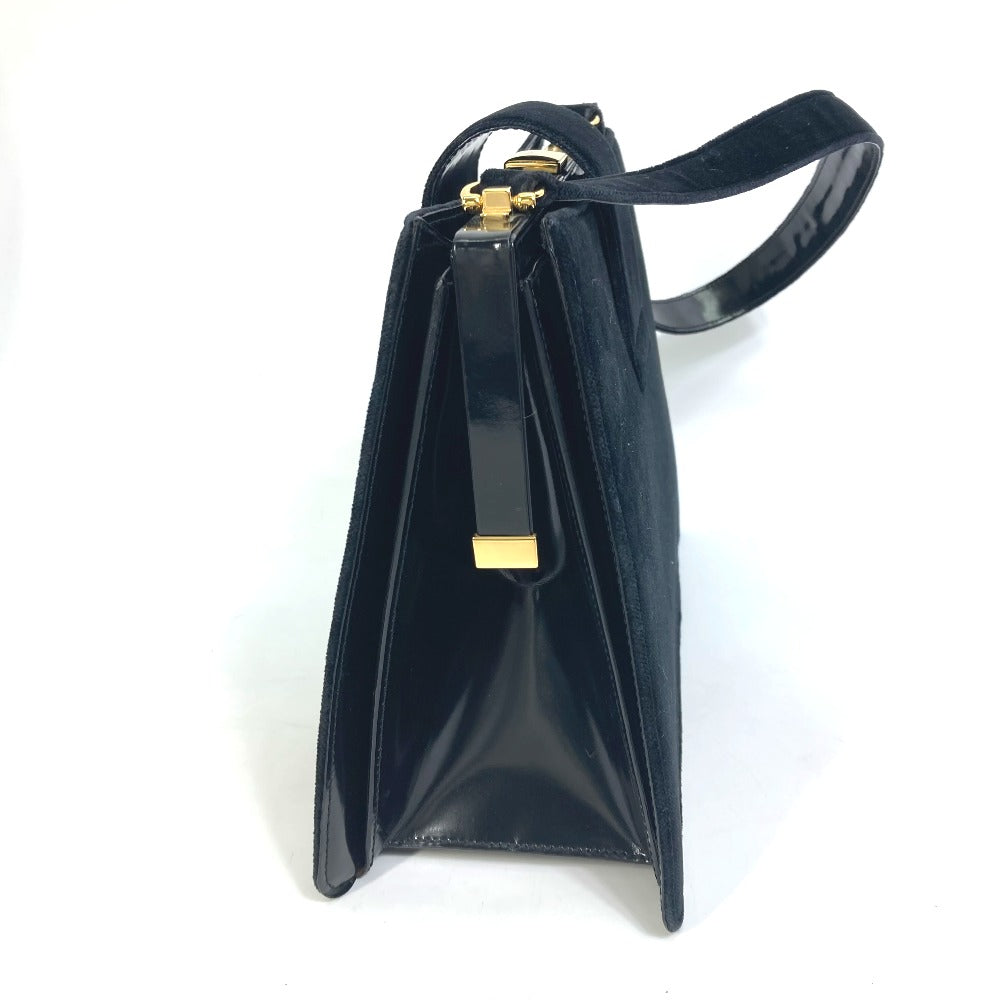 CELINE Shoulder Bag Velor / leather black Gamaguchi vintage Women