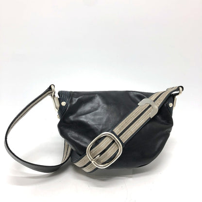 CELINE Shoulder Bag 115/130 leather black ribbon Crossbody Women