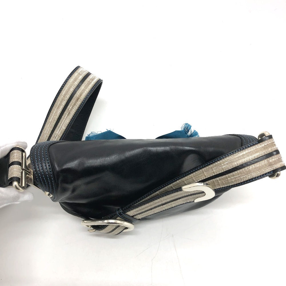 CELINE Shoulder Bag 115/130 leather black ribbon Crossbody Women
