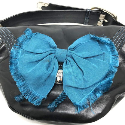 CELINE Shoulder Bag 115/130 leather black ribbon Crossbody Women