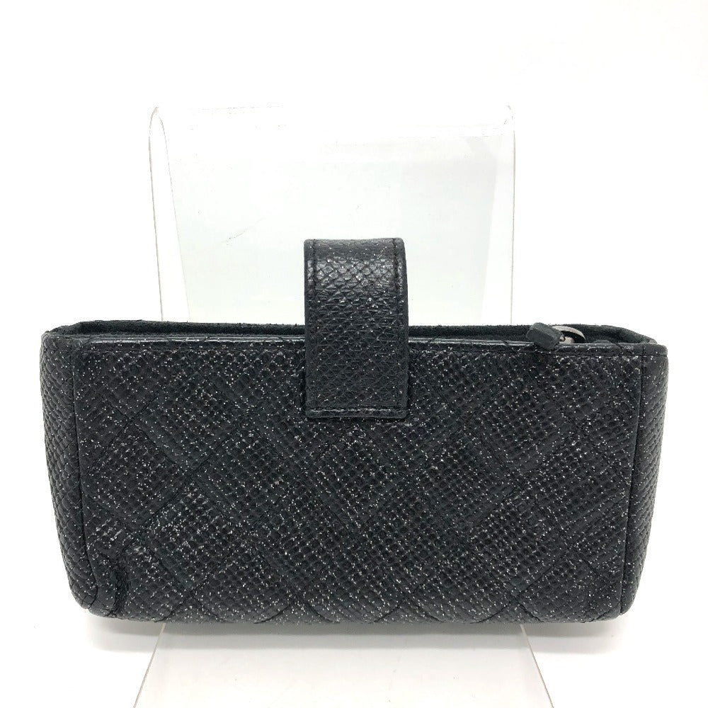 CHANEL Pouch leather black CC COCO Mark Matrasse Women