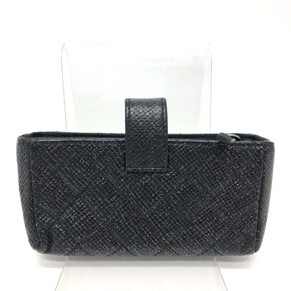 CHANEL Pouch leather black CC COCO Mark Matrasse Women