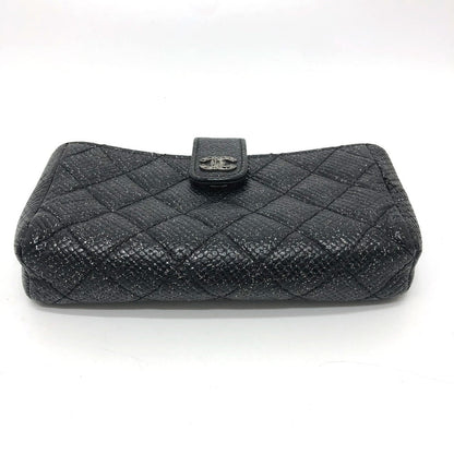 CHANEL Pouch leather black CC COCO Mark Matrasse Women