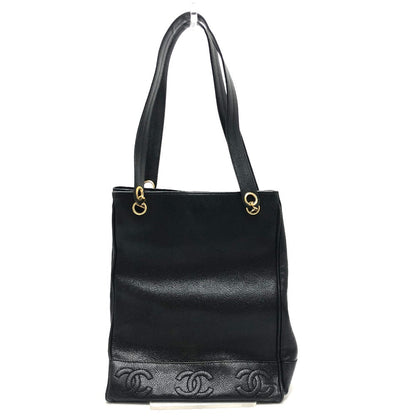 CHANEL Tote Bag Caviar skin black Trip Luco co Square Women