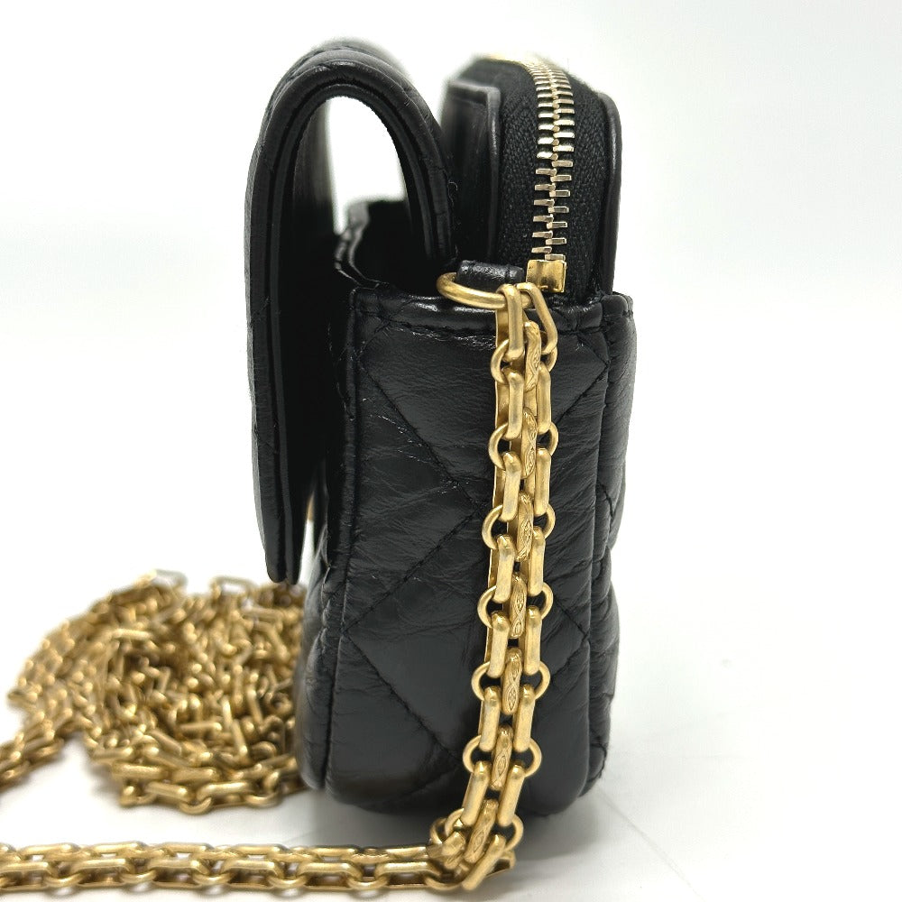 CHANEL Shoulder Bag AP2215 Calfskin black 2.55 Mademoiselle Matrasse Chain wallet