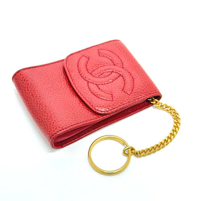 CHANEL Cigarette case Caviar skin Red CC COCO Mark mini Women