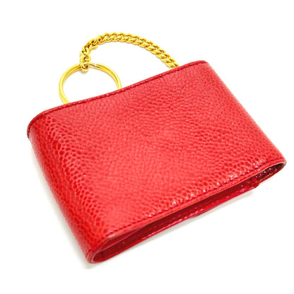 CHANEL Cigarette case Caviar skin Red CC COCO Mark mini Women