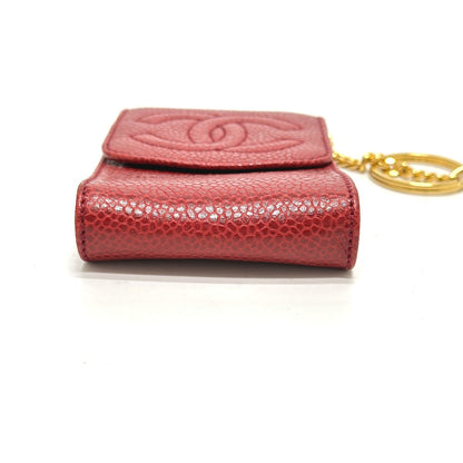 CHANEL Cigarette case Caviar skin Red CC COCO Mark mini Women