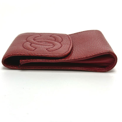 CHANEL Cigarette case Caviar skin Red CC COCO Mark mini Women