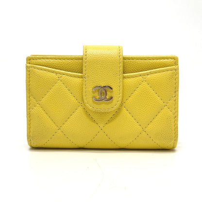 CHANEL Coin case AP1991 Caviar skin yellow CC COCO Mark classic small wallet Women