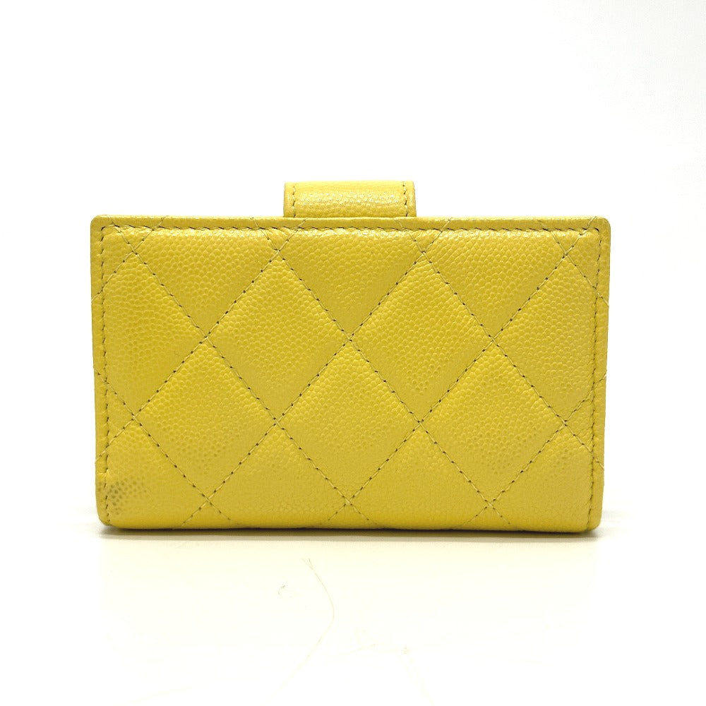 CHANEL Coin case AP1991 Caviar skin yellow CC COCO Mark classic small wallet Women
