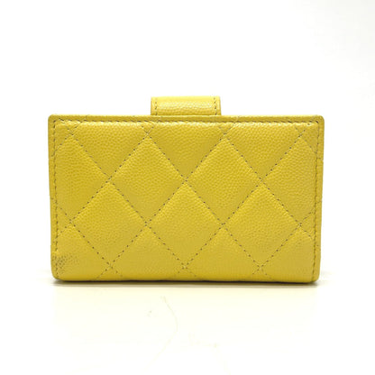 CHANEL Coin case AP1991 Caviar skin yellow CC COCO Mark classic small wallet Women