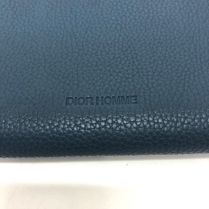 DIOR HOMME Long Wallet Purse leather Navy logo Zip Around mens