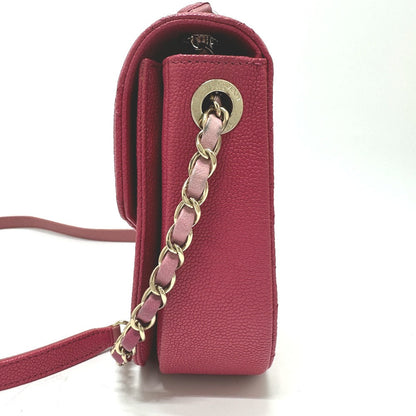CHANEL Shoulder Bag Caviar skin Pink type COCO Mark CC coil
