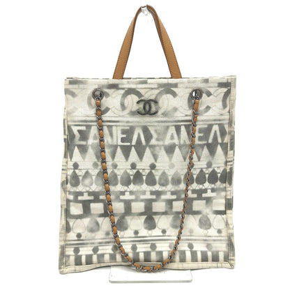 CHANEL Shoulder Bag Canvas / leather beige CC COCO Mark Icon Shopping Tote