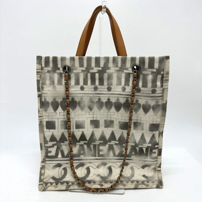 CHANEL Shoulder Bag Canvas / leather beige CC COCO Mark Icon Shopping Tote
