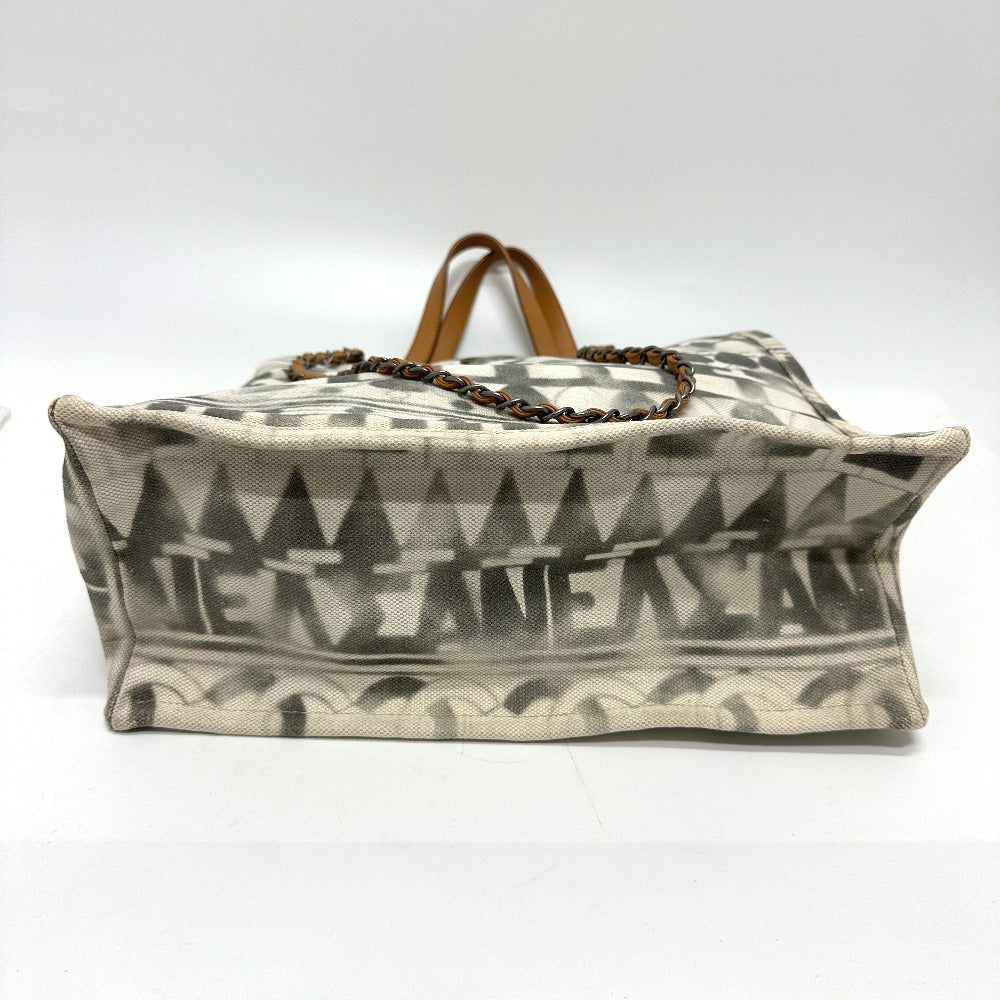 CHANEL Shoulder Bag Canvas / leather beige CC COCO Mark Icon Shopping Tote