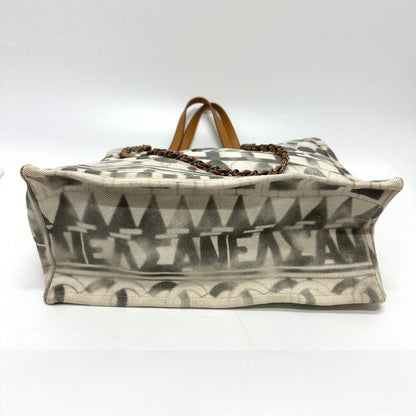 CHANEL Shoulder Bag Canvas / leather beige CC COCO Mark Icon Shopping Tote
