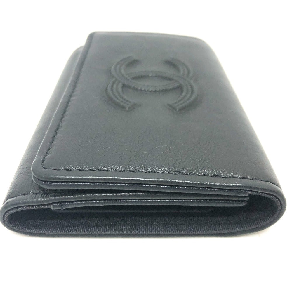 CHANEL Key case Key holder  leather black COCO Mark 4 stations with key ring Women