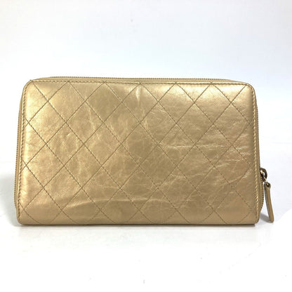 CHANEL Long Wallet Purse Calfskin gold COCO Mark CC Matrasse quilting Women