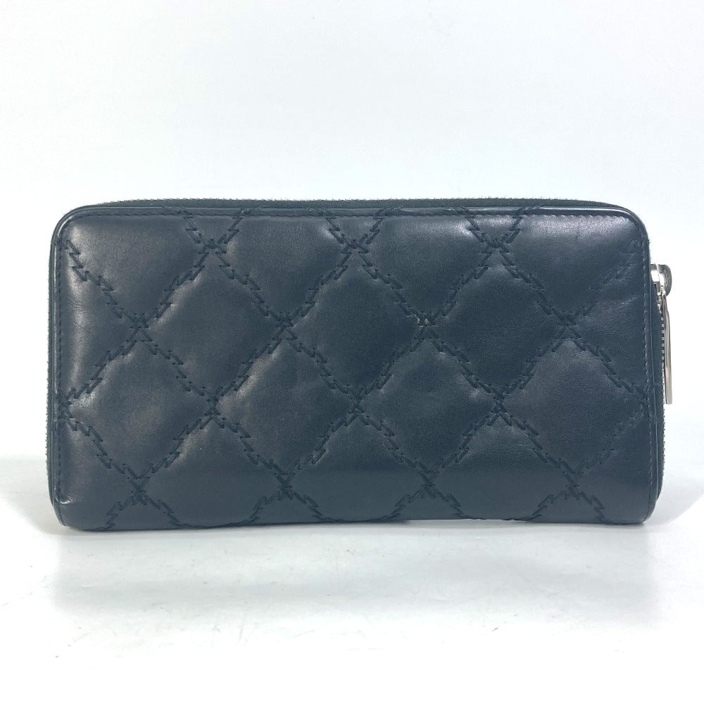 CHANEL Long Wallet Purse lambskin black COCO Mark CC Matrasse quilting Women