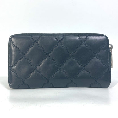 CHANEL Long Wallet Purse lambskin black COCO Mark CC Matrasse quilting Women