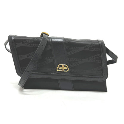 BALENCIAGA Shoulder Bag 580161 Nylon / leather black logo SHIFT BAG M Women
