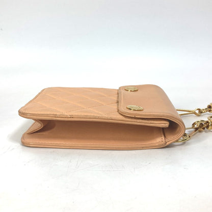 CHANEL Shoulder Bag lambskin Pink type neck pouch smartphone pouch Matelasse Pouch Quilting Women