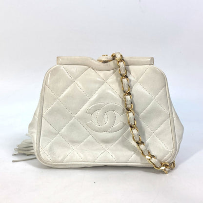 CHANEL Waist bag lambskin white COCO Mark CC Matrasse quilting Women