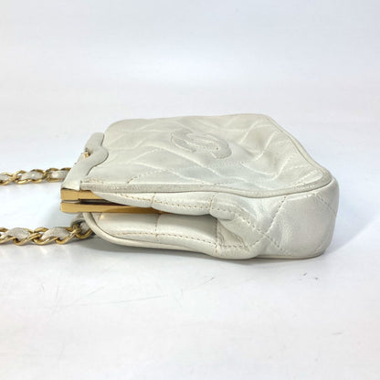 CHANEL Waist bag lambskin white COCO Mark CC Matrasse quilting Women