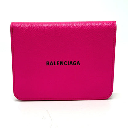 BALENCIAGA Folded wallet leather pink logo Ville Women