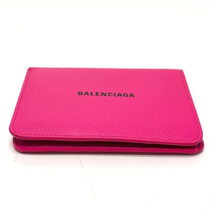BALENCIAGA Folded wallet leather pink logo Ville Women