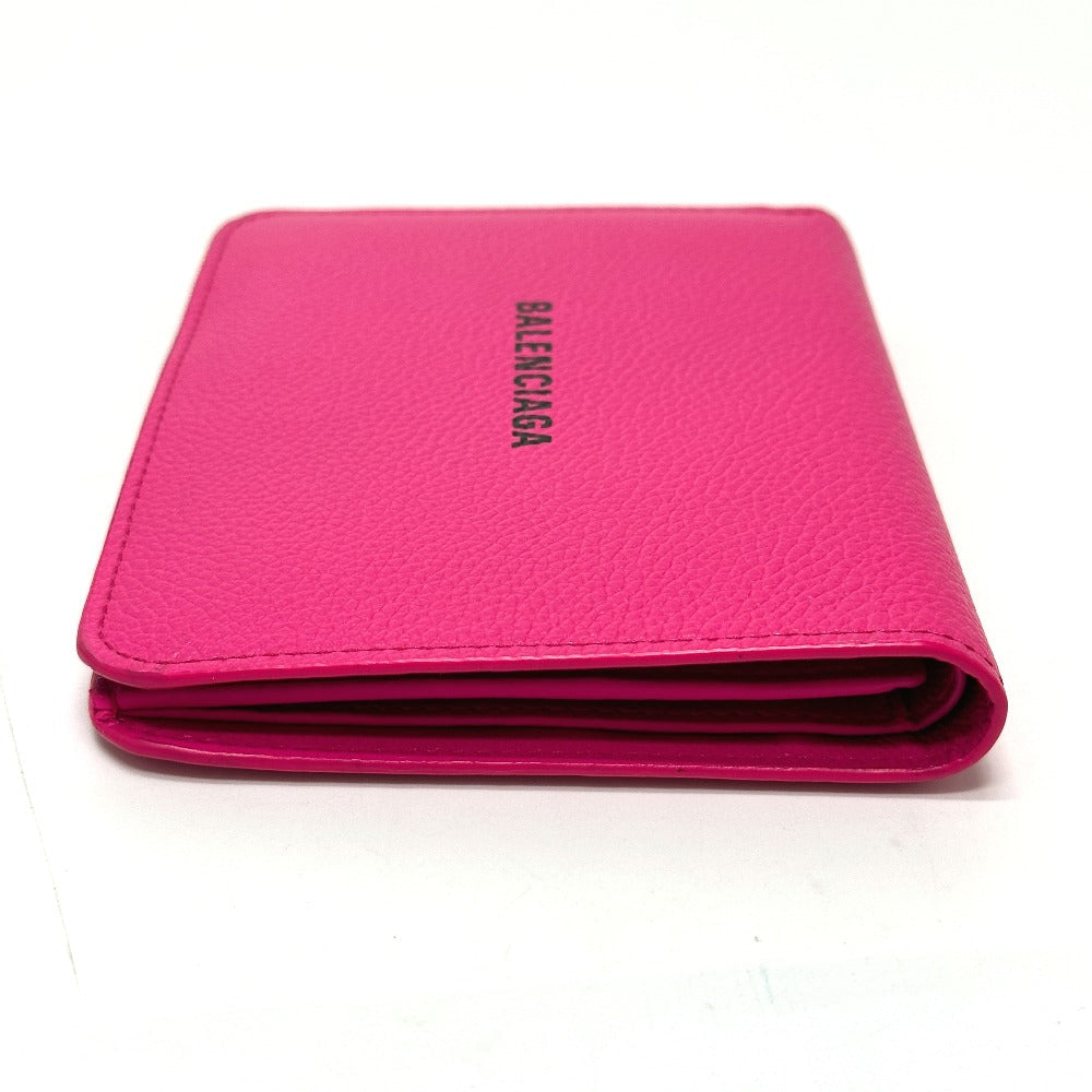 BALENCIAGA Folded wallet leather pink logo Ville Women