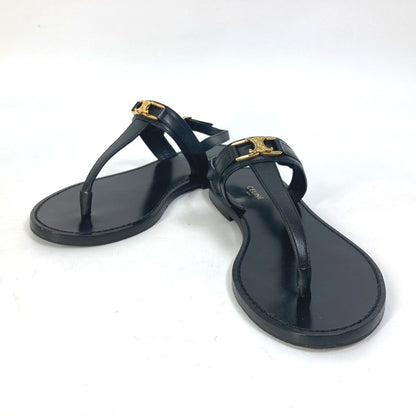 CELINE Sandals 33310 leather black Triomphe Tong sandals Women 34