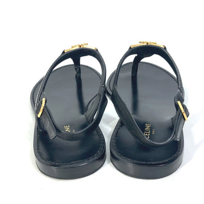 CELINE Sandals 33310 leather black Triomphe Tong sandals Women 34