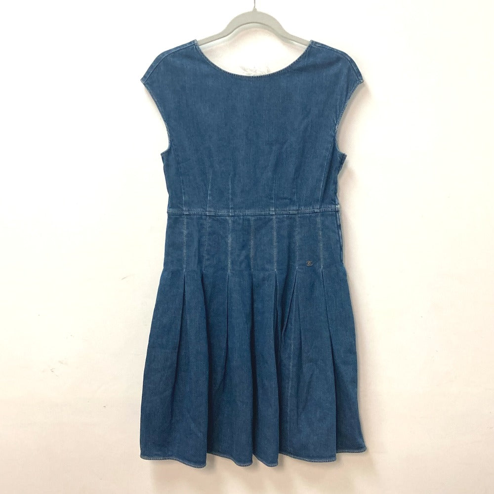 CHANEL one piece P29999 Cotton, Polyurethane blue Apparel Sleeveless 07C COCO Mark CC Women 40