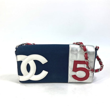 CHANEL Shoulder Bag Canvas / leather Navy vintage NO.5 Number 5 Women