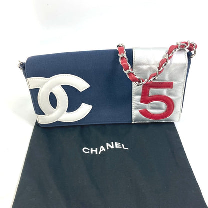 CHANEL Shoulder Bag Canvas / leather Navy vintage NO.5 Number 5 Women