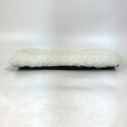 BALENCIAGA Clutch bag 347238 Leather, Mouton Black White logo Women
