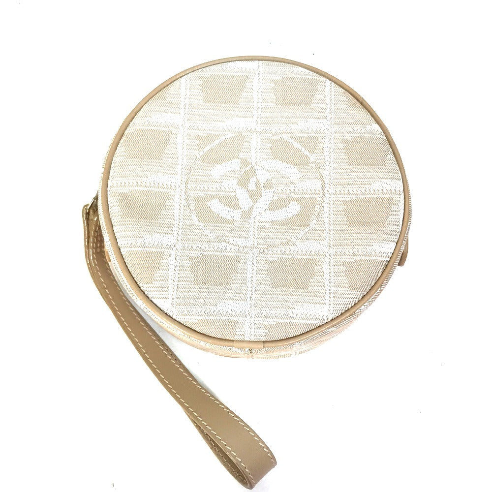 CHANEL Pouch A17682 canvas beige COCO Mark New travel line Women