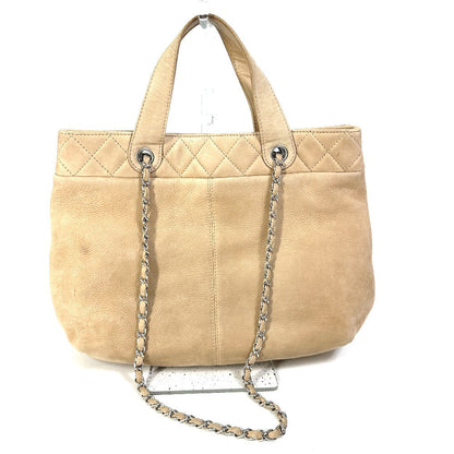 CHANEL Shoulder Bag suede beige COCO Mark Women
