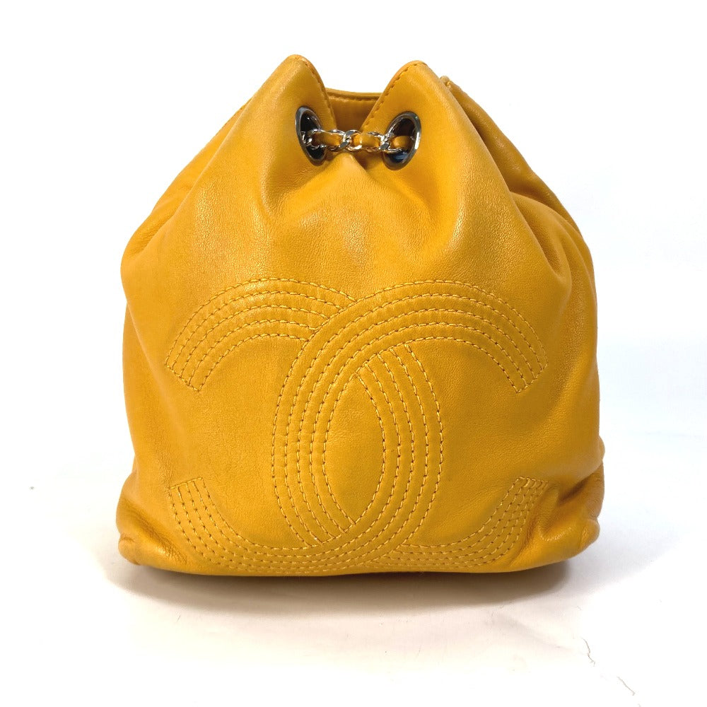 CHANEL Shoulder Bag lambskin Yellow type CC COCO Mark purse Women