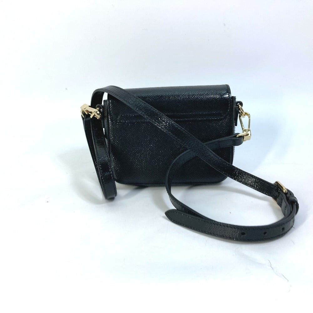 BURBERRY Shoulder Bag leather black logo Fastener design Women