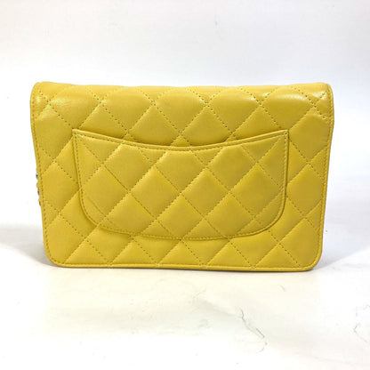 CHANEL Shoulder Bag AP0250 lambskin yellow CC COCO Mark Matrasse quilting Women