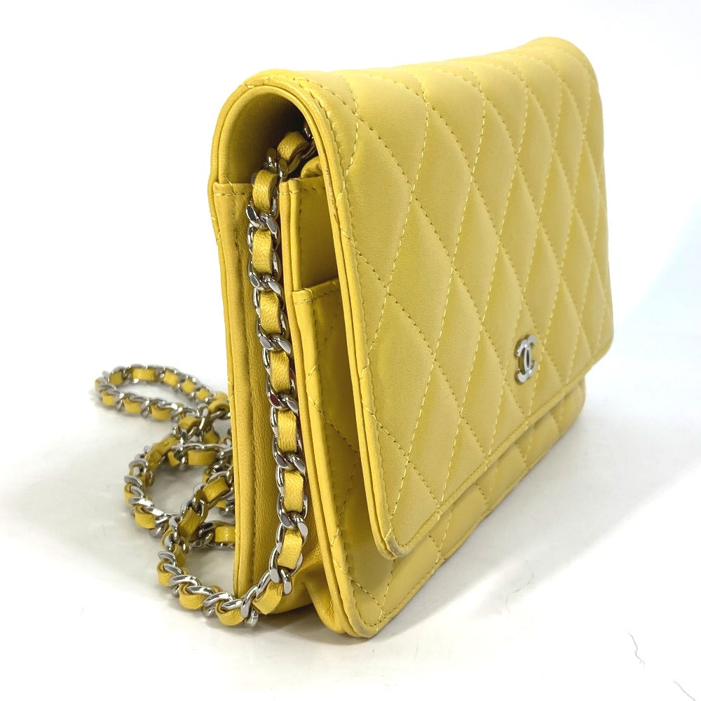 CHANEL Shoulder Bag AP0250 lambskin yellow CC COCO Mark Matrasse quilting Women