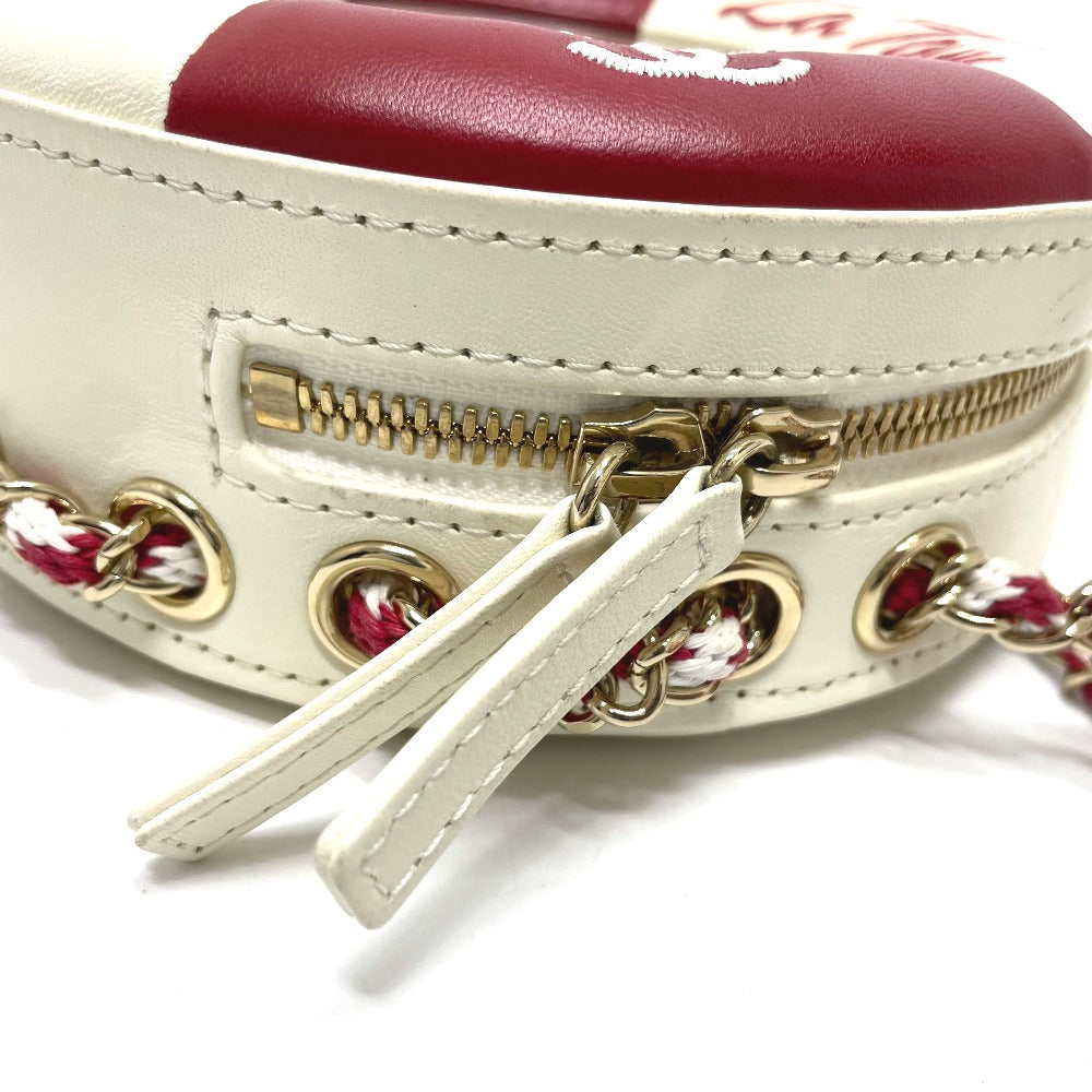 CHANEL Shoulder Bag AS0209 Lambskin, Plastics White / red COCO Mark CC round small