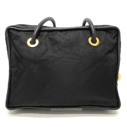 CELINE Shoulder Bag Nylon / leather black Circle logo vintage Women